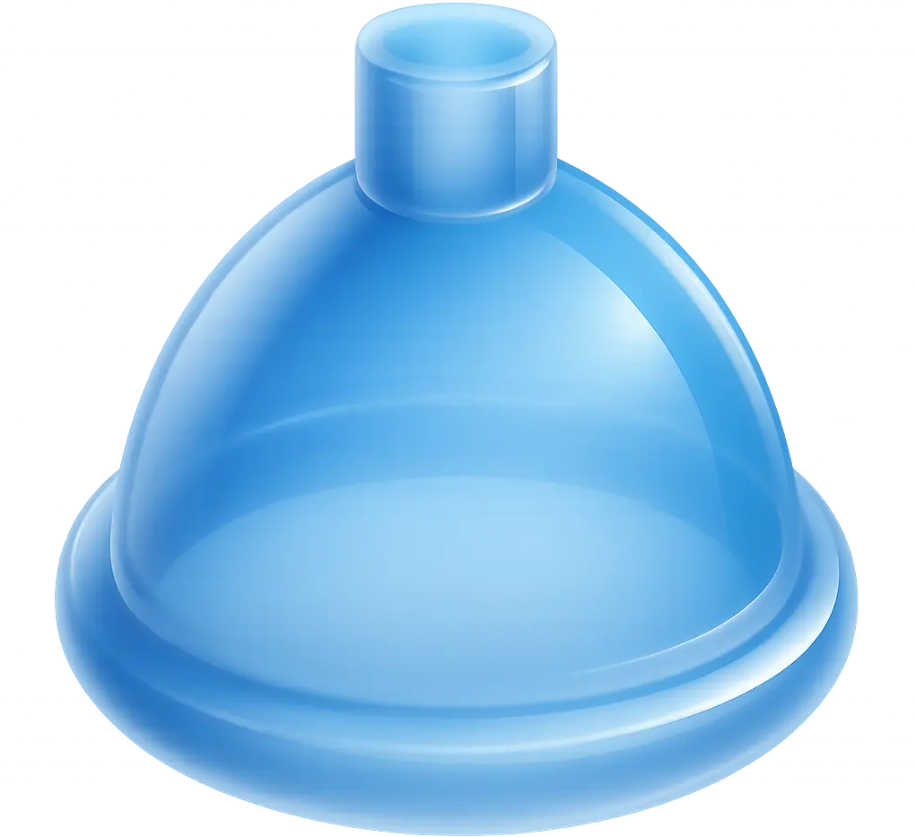 Blue anesthesia mask representing simplified anesthesia setup and patient care