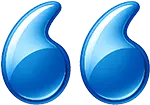 Blue opening quotation marks icon used beside patient and client testimonials