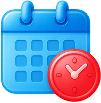 Icon of calendar with clock symbol representing guided scheduling