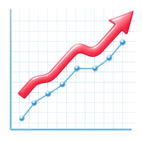 Growth chart icon with rising arrow symbolizing more patients and revenue