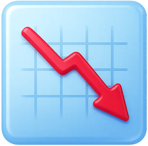 Graph icon with downward arrow symbolizing reduced cancellations
