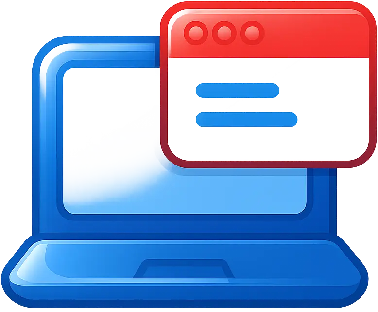Laptop icon with software window symbolizing seamless integration